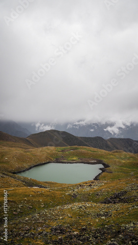The mountainous landscape of Kyrgyzstan in Central Asia
