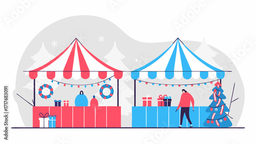 Food Fair Tent with Bunting on Roof at Carnival