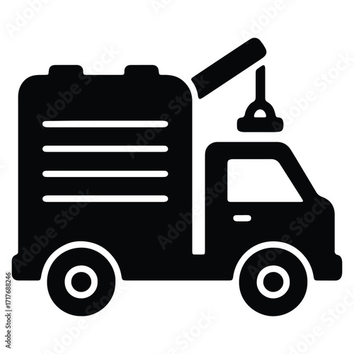 Black hydraulic truck vector icon isolated on a white background