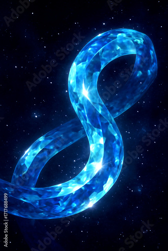Wallpaper Mural Abstract 3D render of a luminous blue crystalline infinity symbol against a starry space background, representing science, technology, and eternity Torontodigital.ca