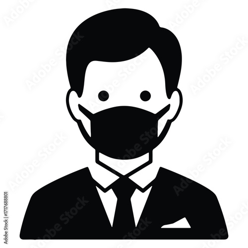 Businessman wearing face mask for virus protection and health safety vector
