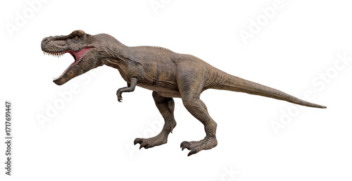 Fotografía Side view Dinosaur Tyrannosaurus Rex or T Rex Opening its mouth to roar and chas