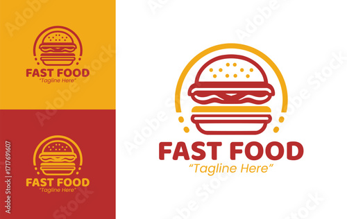 Fast Food Logo Stylish Burger Cafe Emblem