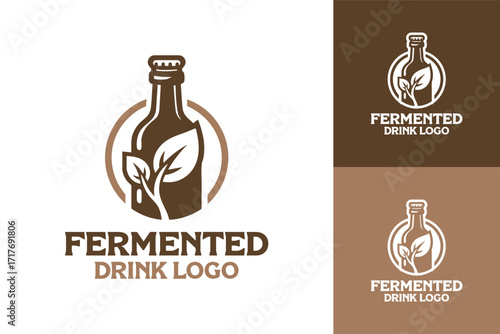 Fermented Drink Logo Modern Probiotic Beverage Identity