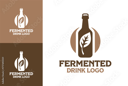 Fermented Drink Logo Premium Probiotic Beverage Symbol