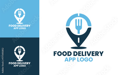 Food Delivery App Logo Elegant Online Service Emblem