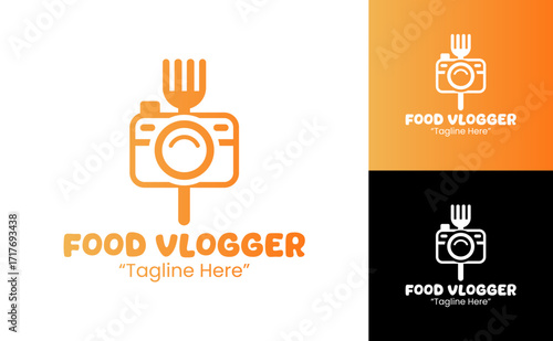 Food Vlogger Logo Minimal Cooking Stream Badge