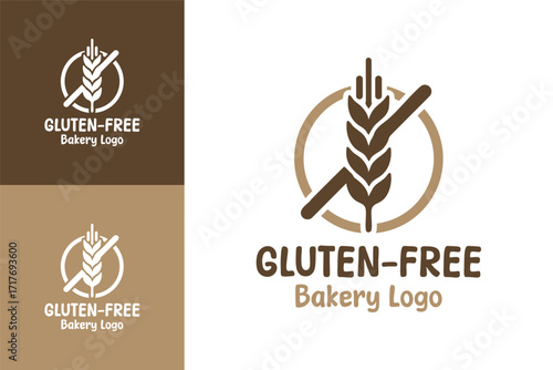 Gluten Free Bakery Logo Elegant Organic Pastry Emblem