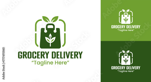 Grocery Delivery Logo Minimal Fresh Produce Badge