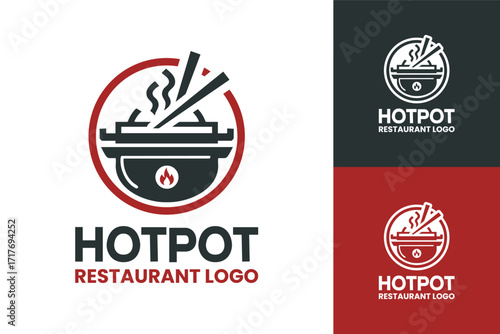 Hotpot Restaurant Logo Modern Asian Cuisine Identity