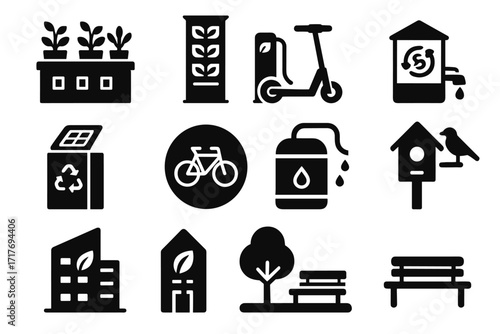 Station urban building farm vertical vector icon icons ecology bin terrace bird