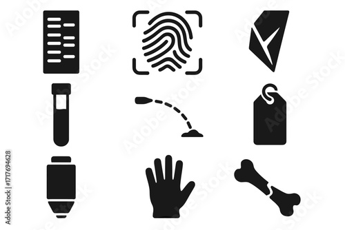 Microscope sequencing scanner strip icons icon evidence vector forensic science glass glove