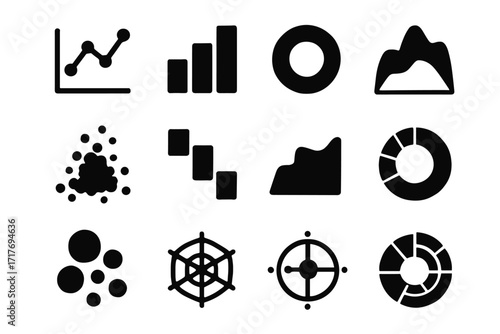 Line density modern vector markers data icon area polar slices flow bubble