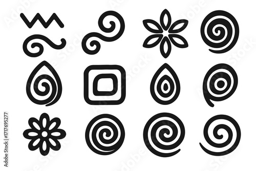 Marquise square vector icons strip quilling icon spiral teardrop curly coil abstract