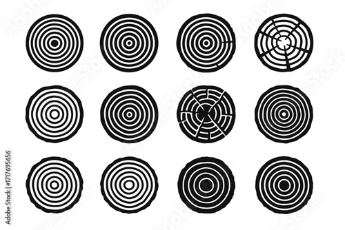 Radial tree vector slice icon icons section rings circular growth round silhouette