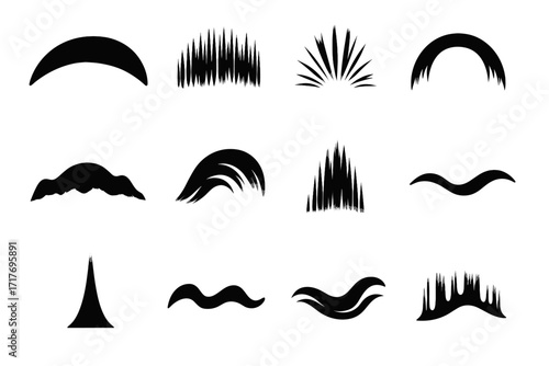 Night curve collection vector arc sky distorted icon aurora rise band