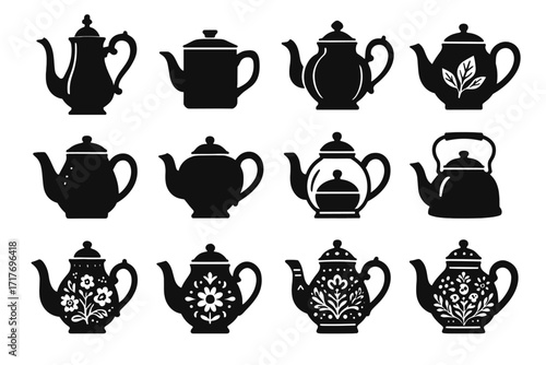 Vector stoneware tall traditional pot copper dome transparent victorian icon teapot tea