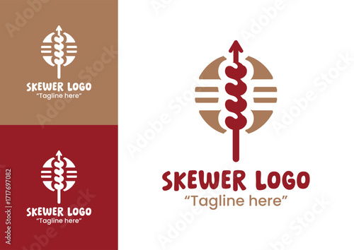 Skewer Logo Premium Grilled Cuisine Symbol
