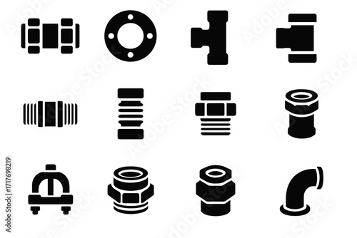 Joint socket fitting icon fittings weld vector icons bushing nipple pipe clamp