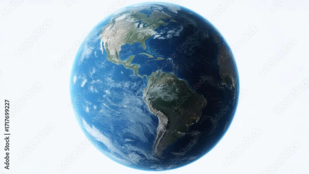Obraz premium Earth viewed from space, showcasing continents and oceans with cloud cover