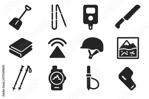 Blanket icons vector transceiver safety rescue snow avalanche snowpack icon poles ski