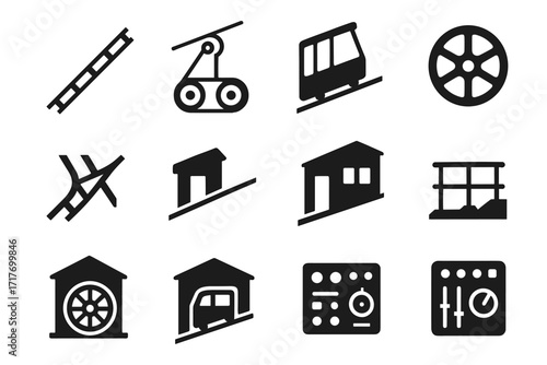 Switch pulley incline icon wheel rail station safety system track icons funicular