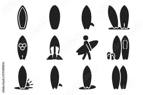 Grip wide stance nose board icon to vector set surfboard protector