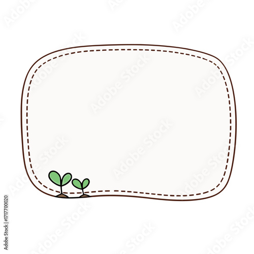 Simple Brown Dotted Frame with Green Sprouts for Organic or Nature Themes