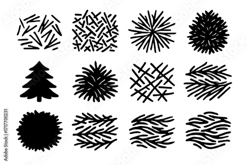 Pattern vector fallen needle wave pine silhouette shape icon texture form