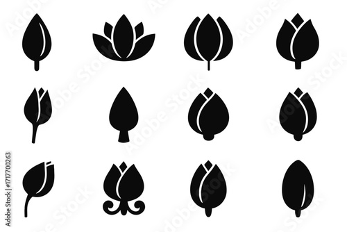 Simple flower bud vector lotus shape bloom unopened closed icon