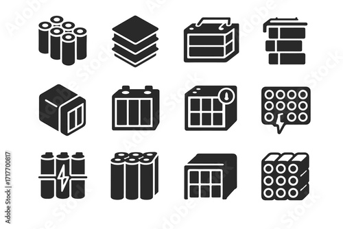 Cell cylindrical energy icon cells grid vector pack battery insulating wrap thermal