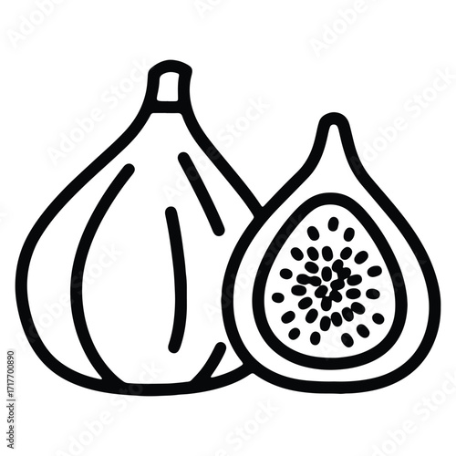 Figs simple line drawing icon illustration healthy eating concept
