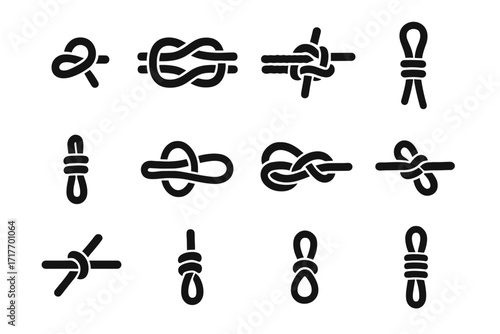 Knot paracord end loop whipping square barrel stopper icon join vector