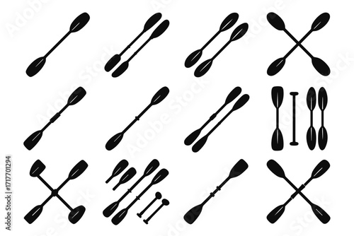 Adjustable grip vector length set icons twin compact tandem paddle shared icon