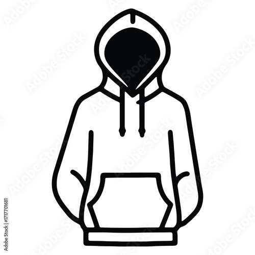 Isolated hoodie outline illustration for fashion design and casual wear