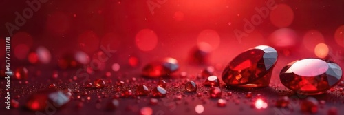 Vibrant red background with sparkling red gemstones, perfect for luxury concept designs, red, elegant