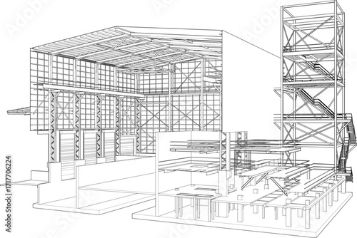3D illustration of building structure