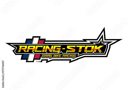 Bold RACING - STOK DRAG BIKE RACING Team Logo With Speed Elements with Backdrop White