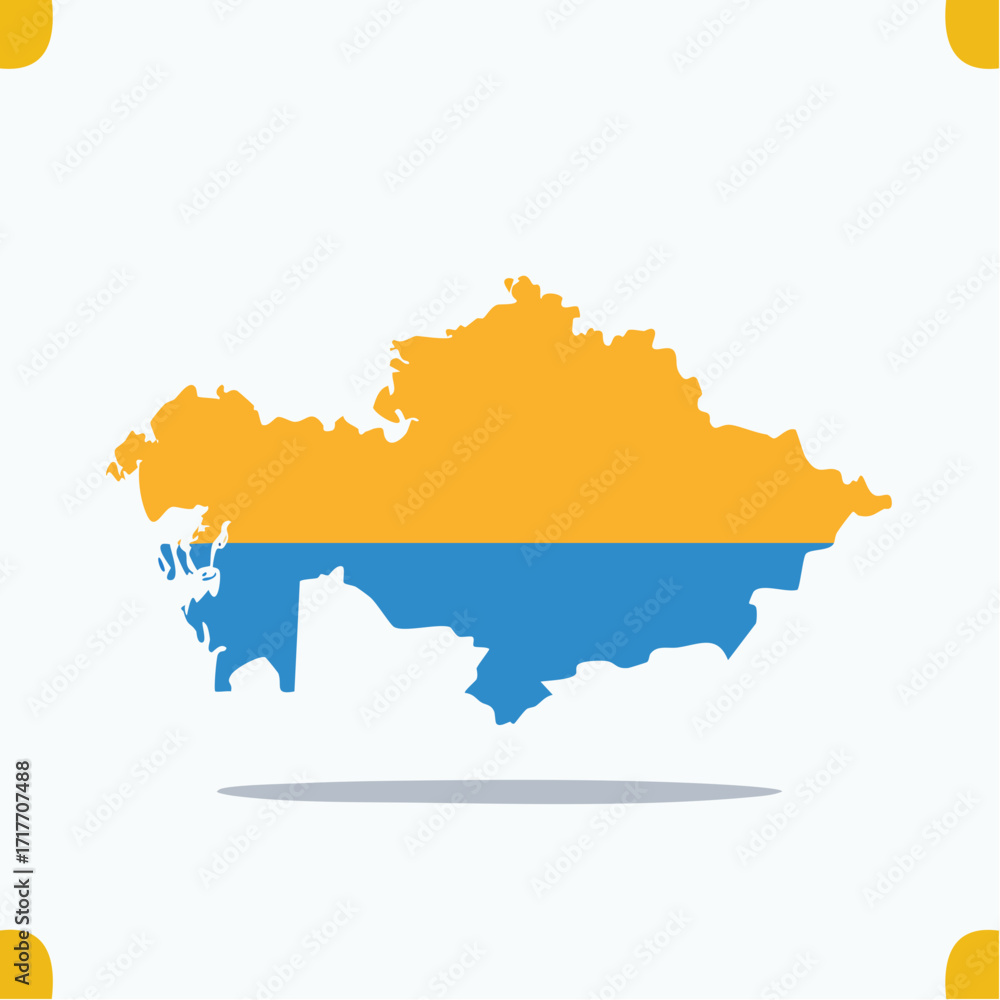 Fototapeta premium Map of Ukraine silhouette colored with the blue and yellow national flag vector art