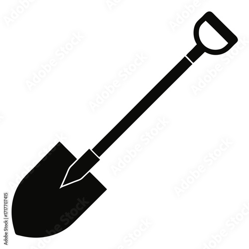 Shovel Silhouette Vector Illustration Isolated Gardening and Construction Tool Icon