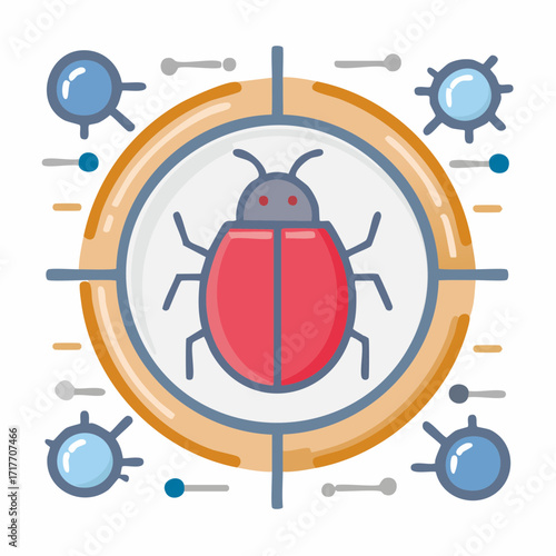 Targeted software bug detection and malware threat analysis illustration