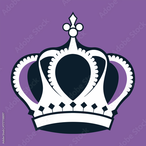 Royal Crown Vector Illustration, Luxury King Queen Symbol, Elegant Jewelry and Leadership Design