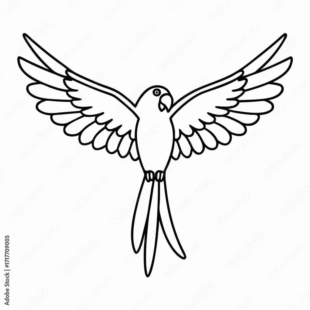 Fototapeta premium Flying Parrot Line Art Vector Design Elegant Bird Silhouette for Digital & Print Use
