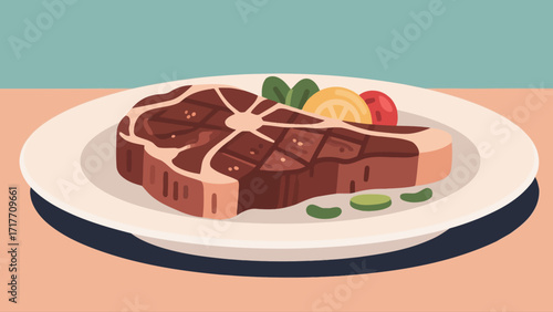 Grilled steak delicacies, hand-drawn vector illustrations