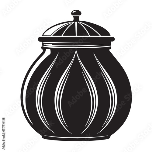 Black jar outline Silhouette Vector, High Quality Illustration on White Background