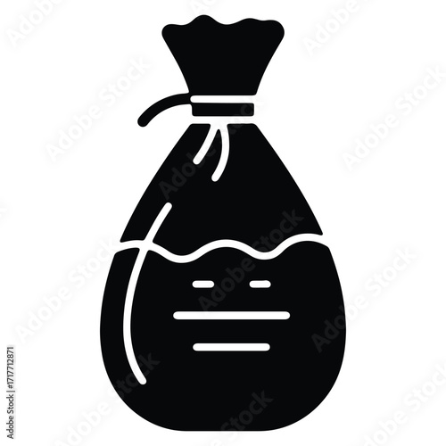 Simple Black and White Illustration of a Liquid Filled Bag