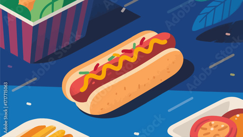 Hot dog delicacies, hand-drawn vector illustrations