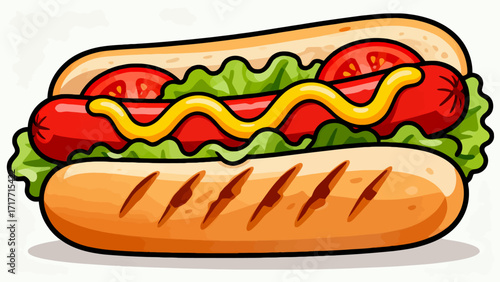 Hot dog delicacies, hand-drawn vector illustrations