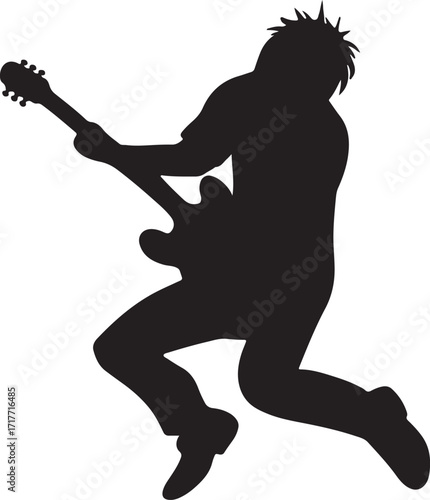 Rock Guitarist Jump Silhouette
