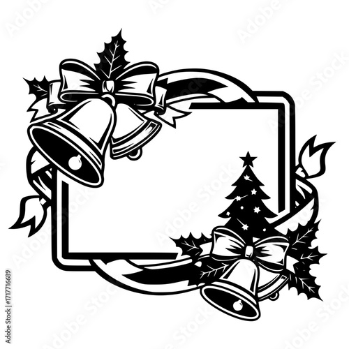 Christmas theme frame vector image illustration